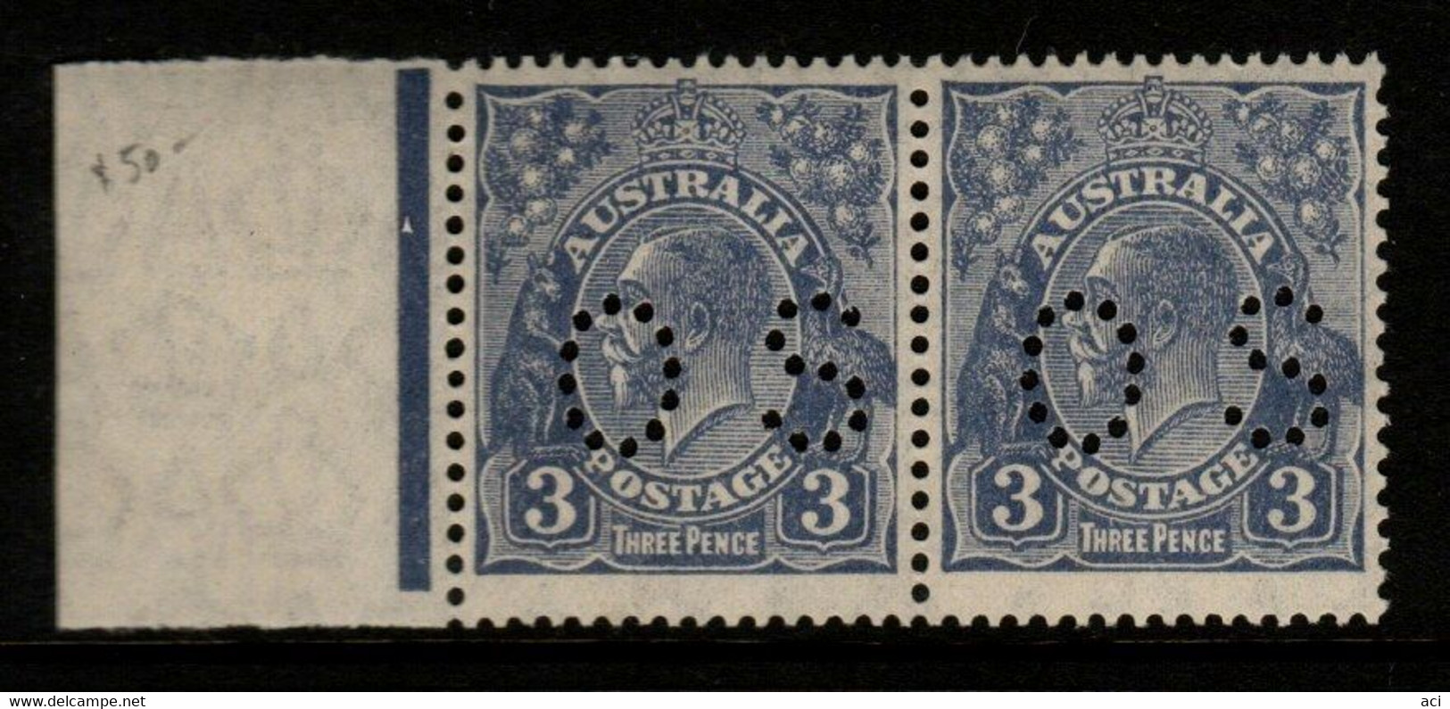 Australia SG O106b  1929 King George V Perforated OS, 3d Ultramarine,SM Wtmk,perf 13.5 X 12.5 Die II Mint Never Hinged - Service