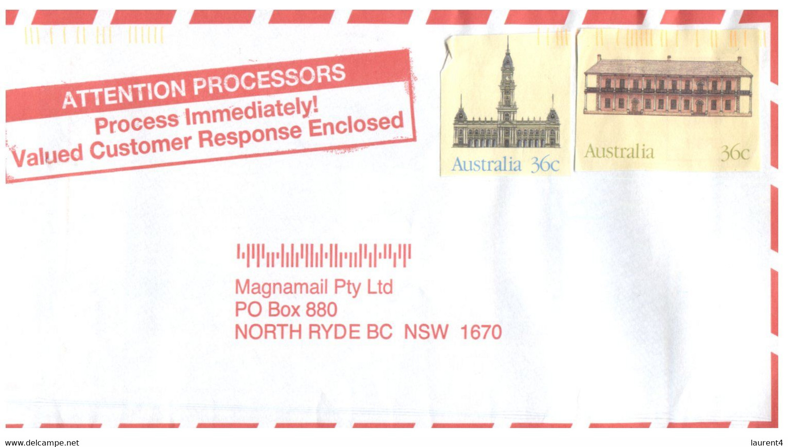 (SS 34) Australia - Letter Posted With "unusual" Postage (went Through The Mail) No Readable Postmark - Variétés Et Curiosités