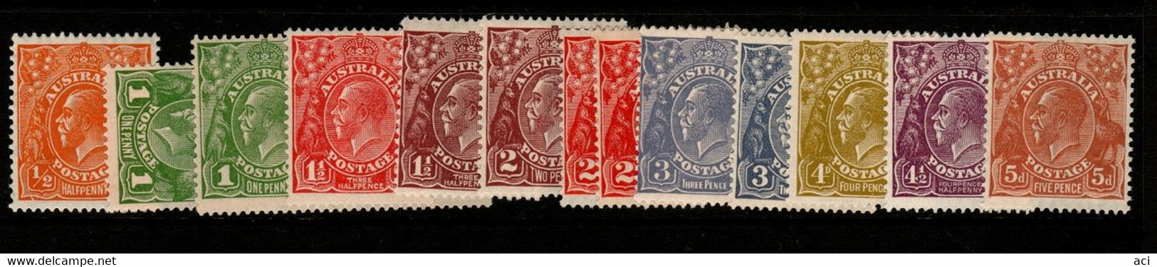 Australia SG 94-103a  1927 King George V ,SM Wtmk,perf 13.5 X 12.5 Die II Mint Never Hinged - Mint Stamps