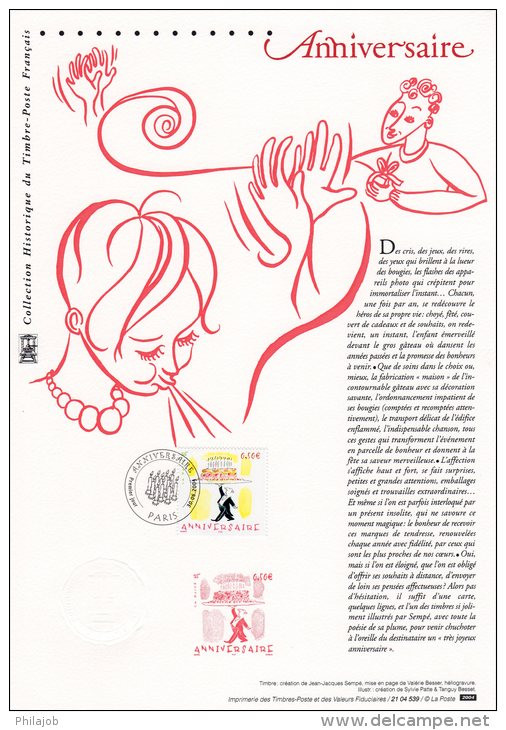 " ANNIVERSAIRE / DESSIN DE SEMPE " Sur Document Philatélique Officiel De 2004. N° YT 3688. DPO - Comics