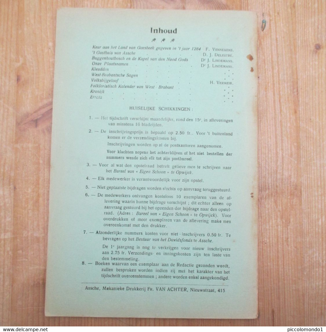 Eigen Schoon 1912 Gaasbeek Keur Gasthuis Asse Buggenhoutbos Kapel Volksbijgeloof Brabant Sagen - Geschiedenis