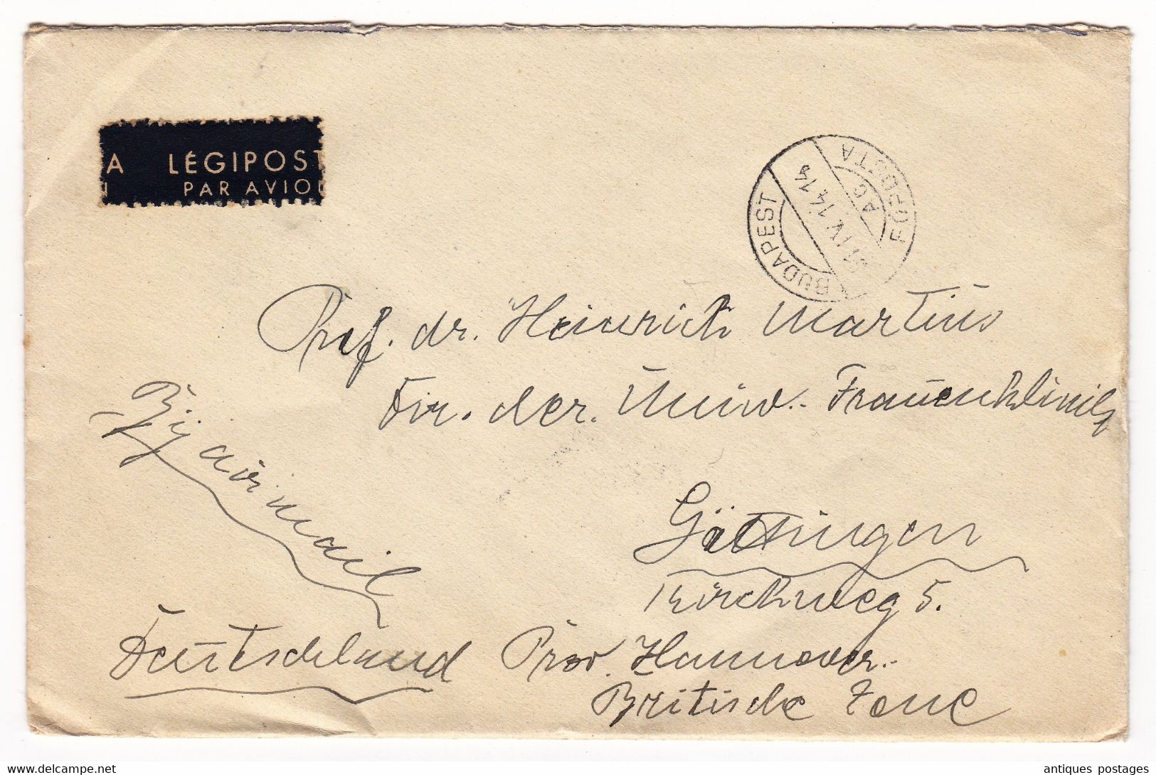 Lettre 1951 Hongrie Budapest Légipost Magyarország Ungarn Hungary Göttingen Deutschland - Covers & Documents