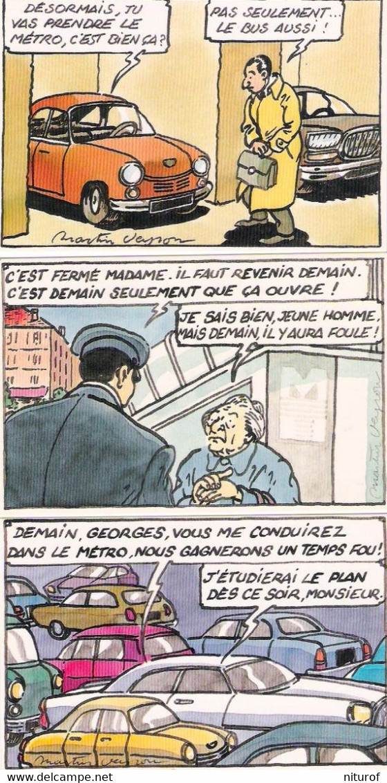 Lot Pub VEYRON : FIN DU CHEQUE / TITRE DE TRANSPORT / 6 CP Métro - Veyron