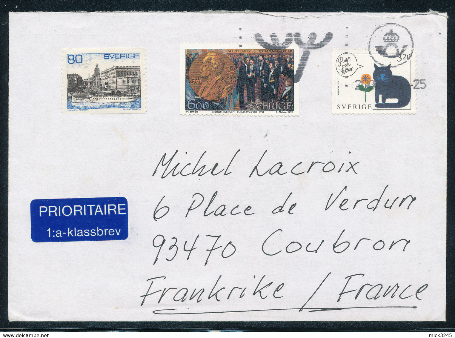 Lettre De La Suède Pour La France - Covers & Documents