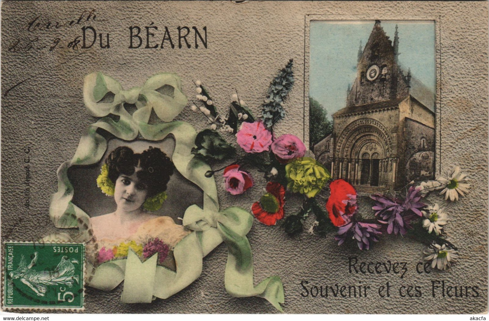 CPA BEARN L'Eglise - Recevez Ce Souvenir Et Ces Fleurs (1142225) - Bearn