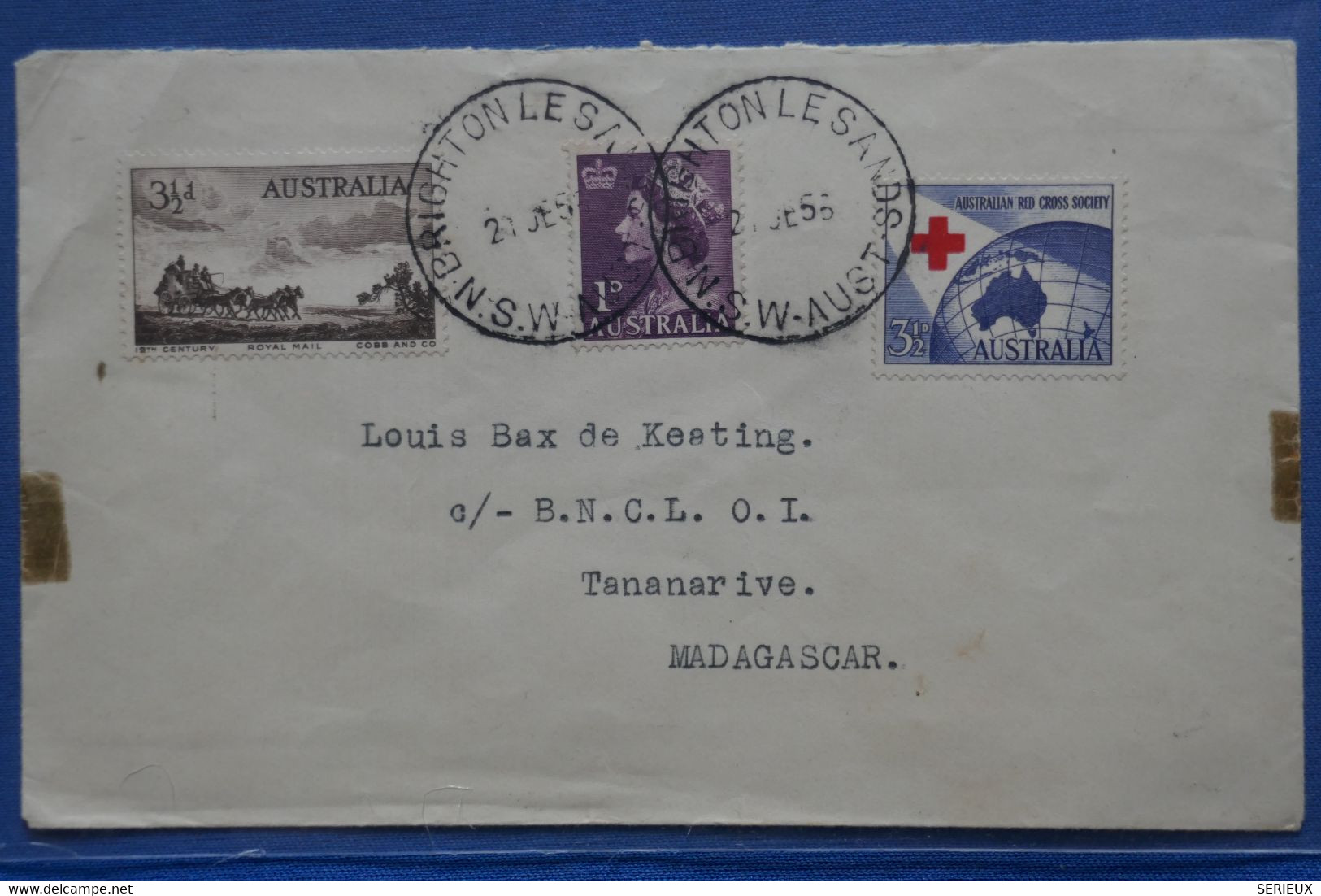 V12 AUSTRALIA BELLE LETTRE RARE 1953 BRIGHTOWN POUR MADAGASCAR+ AFFRANCH. PLAISAN - Covers & Documents