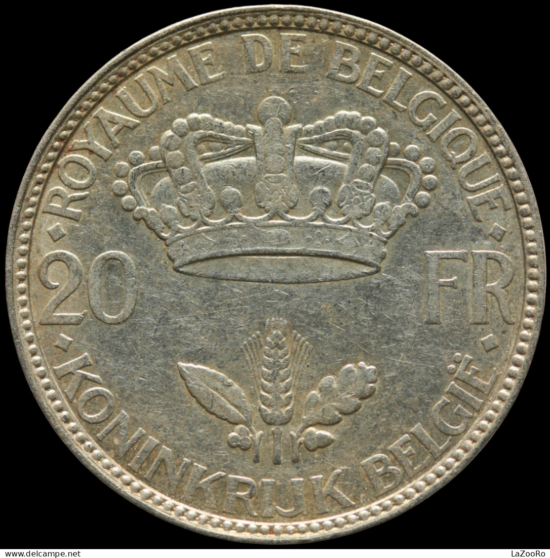 LaZooRo: Belgium 20 Francs Frank 1935 XF - Silver - 20 Francs