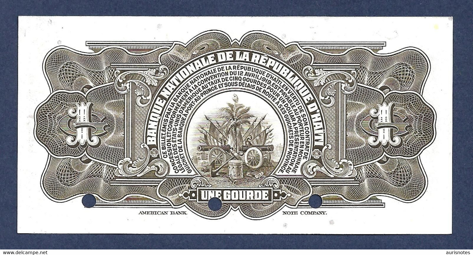 Haiti 1 Gourde L.1919 P178 Specimen UNC - Haiti
