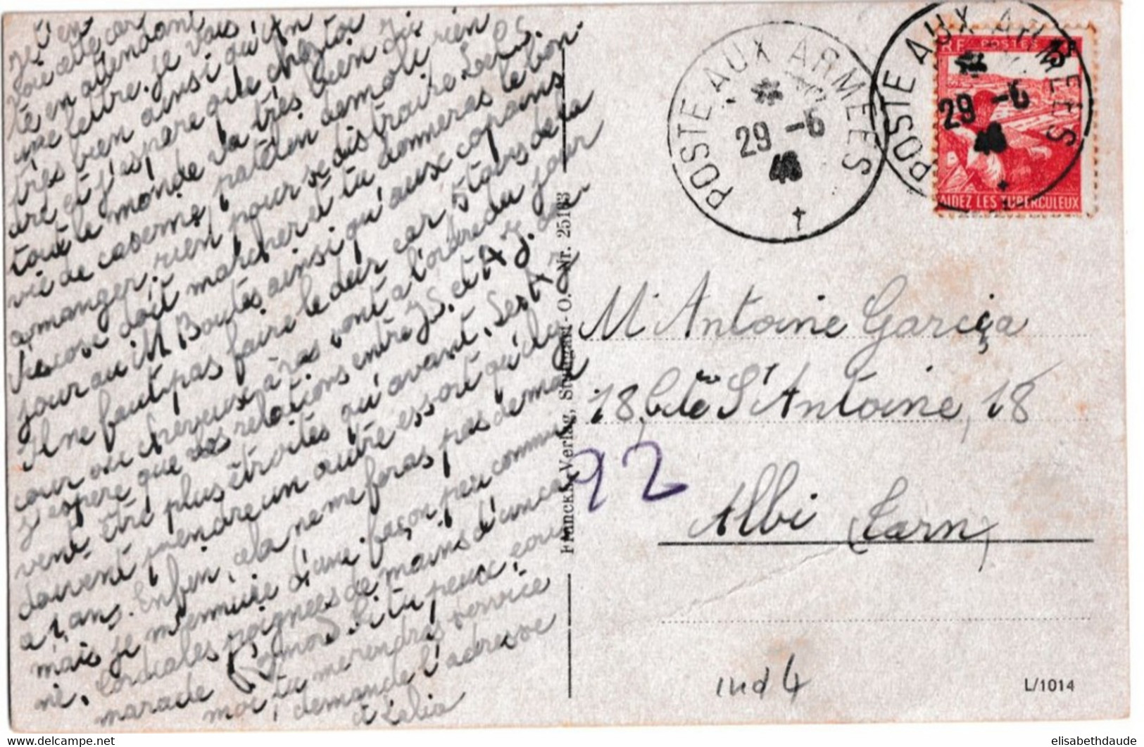 1946 - OCCUPATION FRANCAISE EN ALLEMAGNE ! - CARTE TIMBRE FRANCAIS OBLITERE POSTE AUX ARMEES ! De DONAUESCHINGEN - Military Postmarks From 1900 (out Of Wars Periods)