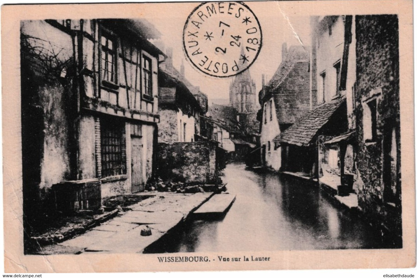 1924 - OCC. FRANCAISE EN ALLEMAGNE ! - CPFM De WISSEMBOURG (ALSACE) OBLITERE MAYENCE ENTREPOT - SP180 (WIESBADEN) AU DOS - Sellos Militares Desde 1900 (fuera De La Guerra)