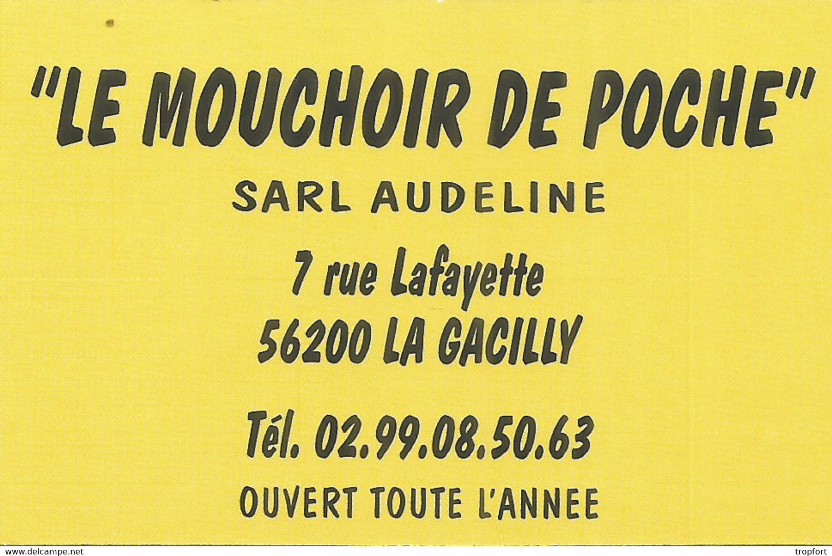 F122 / Publicitaire / Advertising Business Card CARTE De VISITE LA GACILLY ( 56 ) Le MOUCHOIR De POCHE Crêperie - La Gacilly