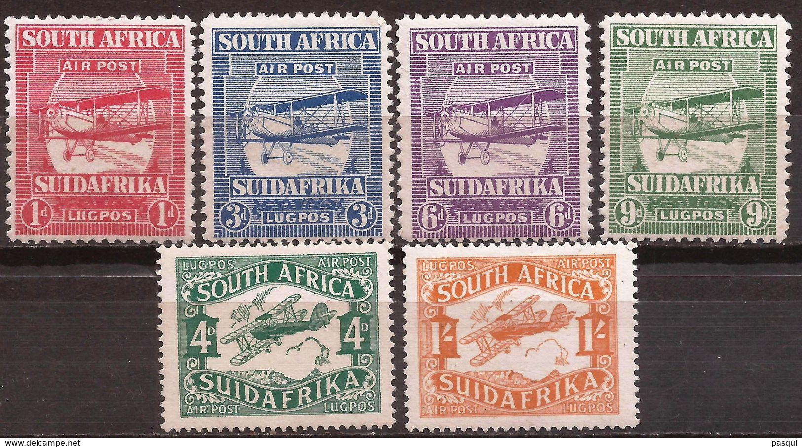 Africa Del Sur - Fx. 3975 - Yv. Ae. 1/6 - Biplano - 1/4 De 1925 Y 5/6 De 1929 - * - Luchtpost