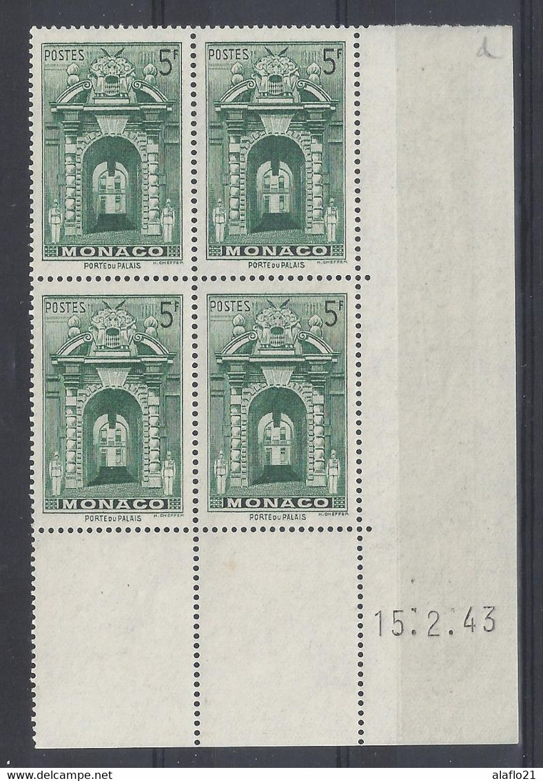 MONACO N° 260 - Bloc De 4 COIN DATE - NEUF SANS CHARNIERE - 15/2/43 - Unused Stamps