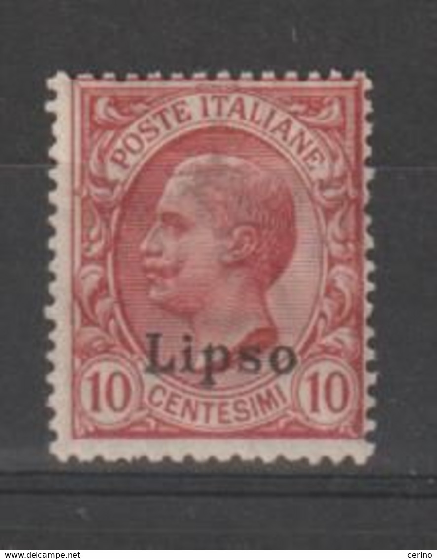 EGEO - LIPSO:  1912  SOPRASTAMPATO  -  10 C. ROSA  N. -  SASS. 3 - Aegean (Lipso)