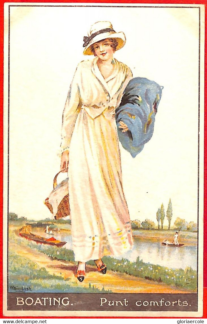 Lib7747 - VINTAGE Artist Signed POSTCARD - Glamour :  WIMBUSH 1919 Punting GB - Wimbush