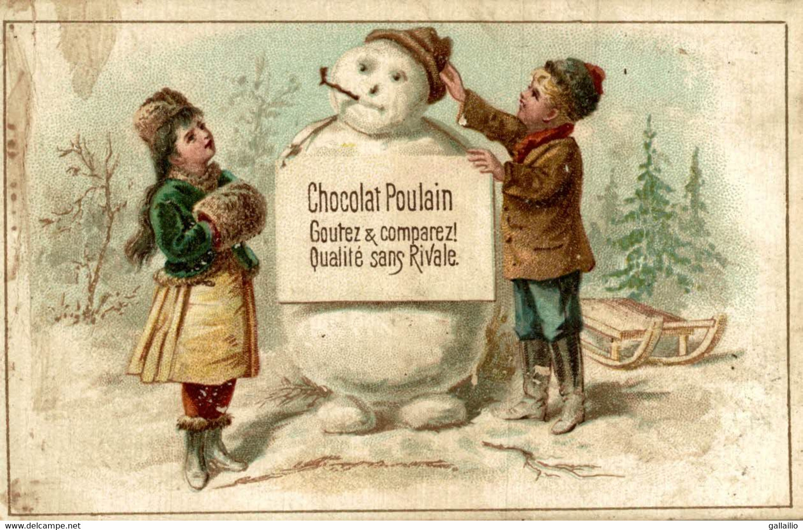 CHROMO CHOCOLAT POULAIN LE BONHOMME DE NEIGE - Poulain