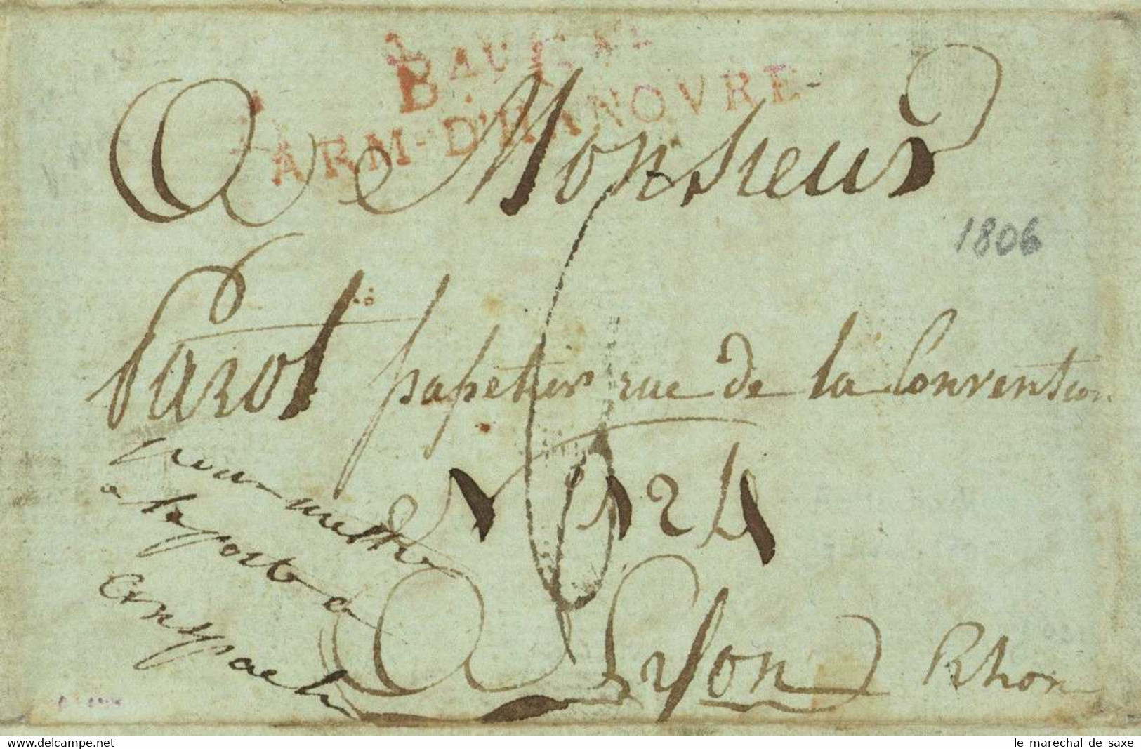 B.AU G.AL ARM. D'HANOVRE 1806 RARE Röttenbach Pres Ansbach Pour Lyon Grande Armee Campagne Contre Prusse - Army Postmarks (before 1900)