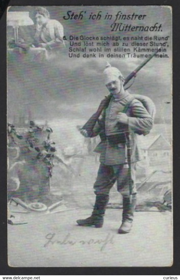 GERMAN SOLDIER *WWI * STEH ICH IN FINSTER MITTERNACHT " * FELDPOST * COLN * 1915 * 2 SCANS - Guerre 1914-18