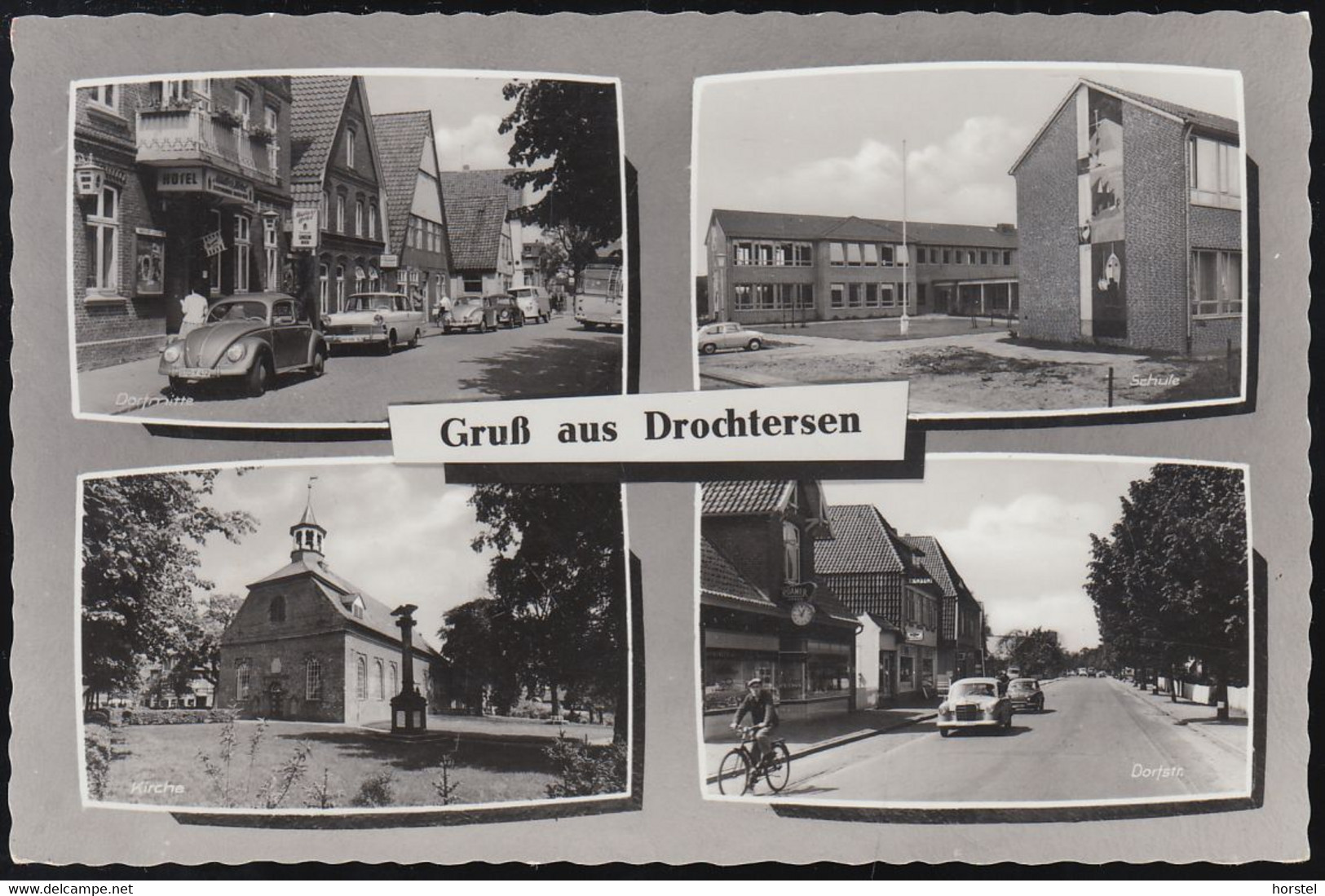 D-21706 Drochtersen - Alte Ansichten - Schule - Dorfmitte - Cars - VW Käfer - Mercedes - VW Bus - Stade
