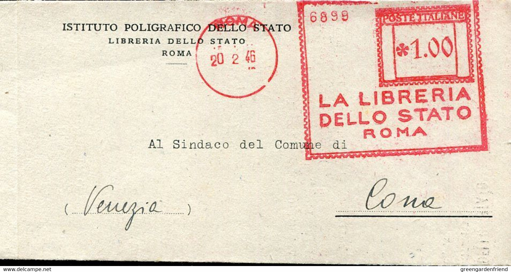 65117 Italia, Red Meter Freistempel Ema, 1946 Roma La Libreria Dello Stato - Máquinas Franqueo (EMA)