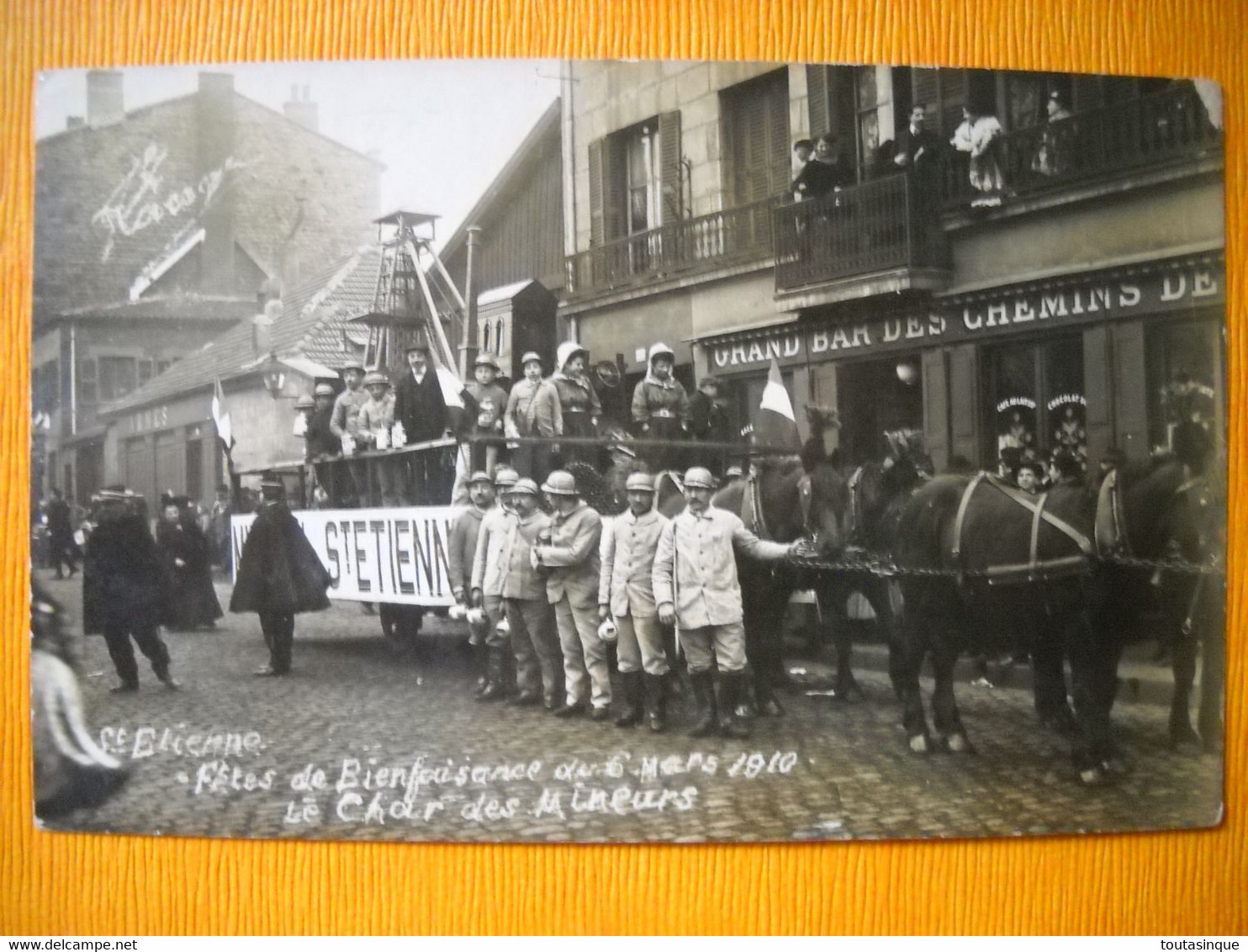 42 Saint-etienne . Carte Photo . Fetes De Bienfaisance Du 6 Mars 1910 . Le Char Des Mineurs . 2 Scans - Saint Etienne