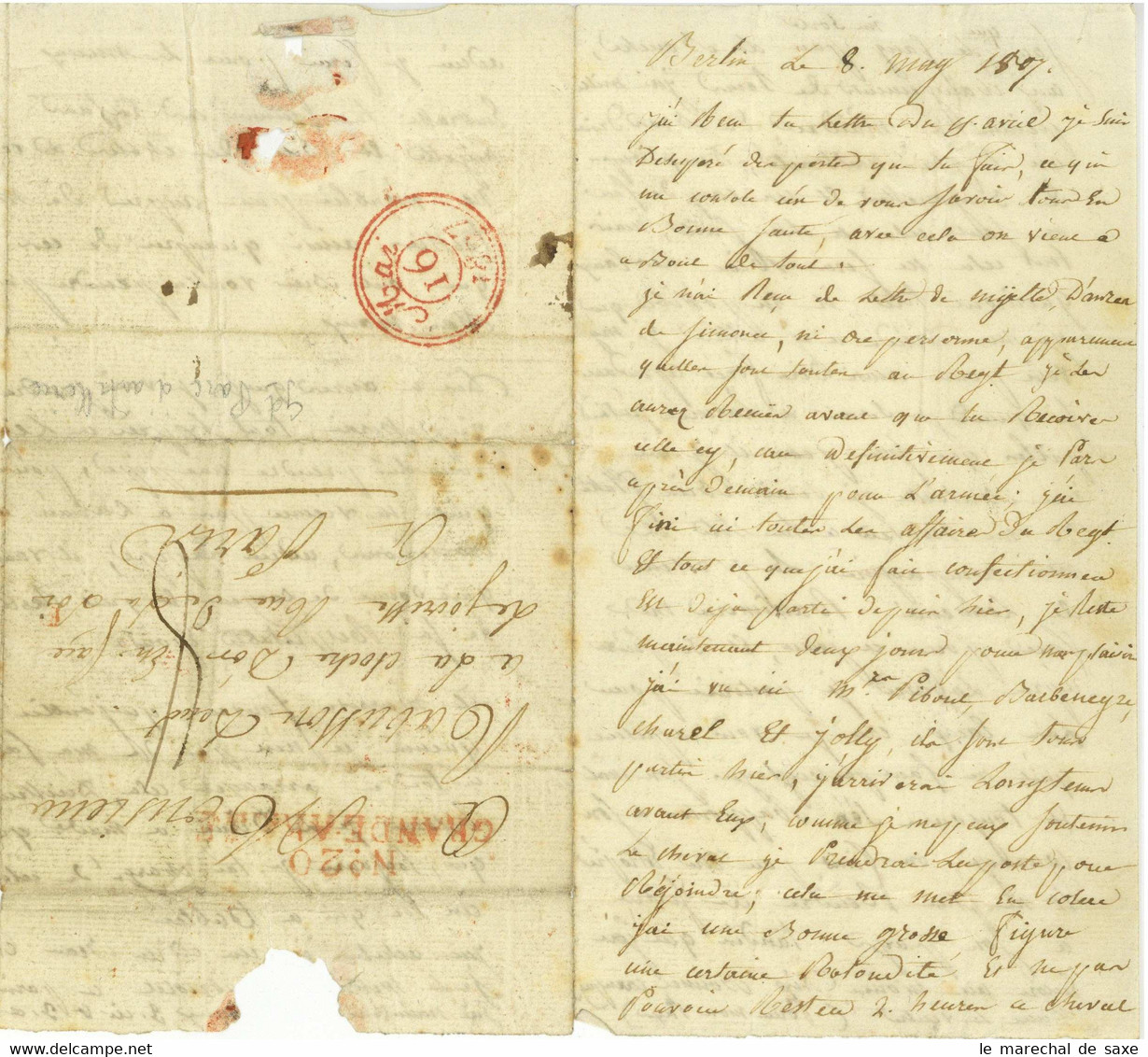 No. 20 GRANDE-ARMEE Berlin 1807 D'un Officier Blesse - Army Postmarks (before 1900)