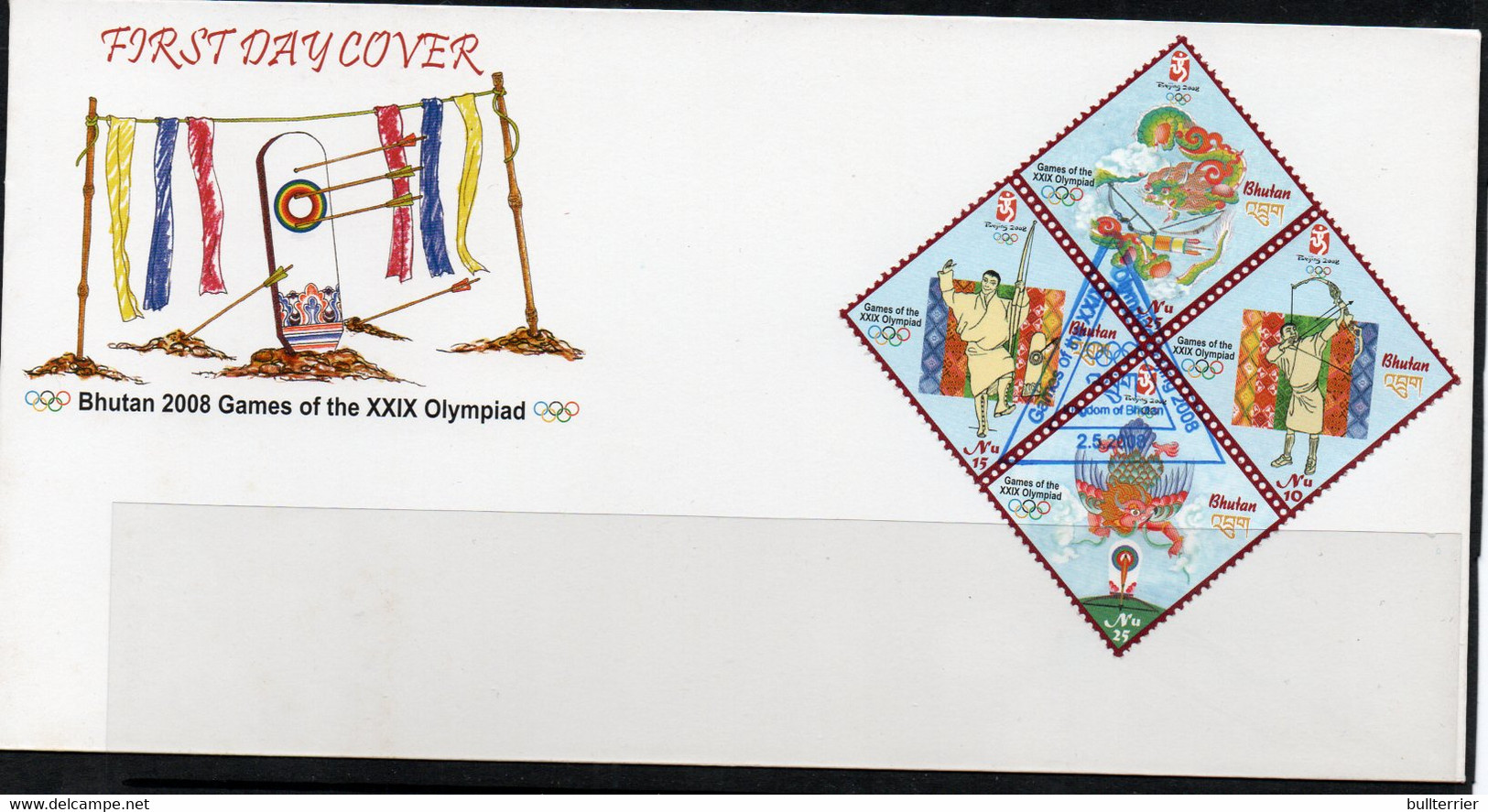 OLYMPICS  - BHUTAN - 2008- BEIJING OLYMPICS SOUVENIR SHEET  ON FDC - Verano 2008: Pékin