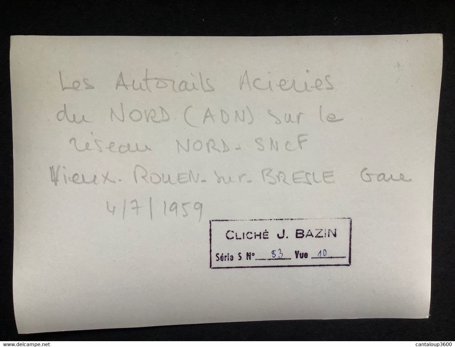 Photographie Originale De J.BAZIN : Les Autorails Aciéries Du NORD Réseau.Nord SNCF.  VIEUX - ROUEN Sur BRESLE En 1959 - Trains