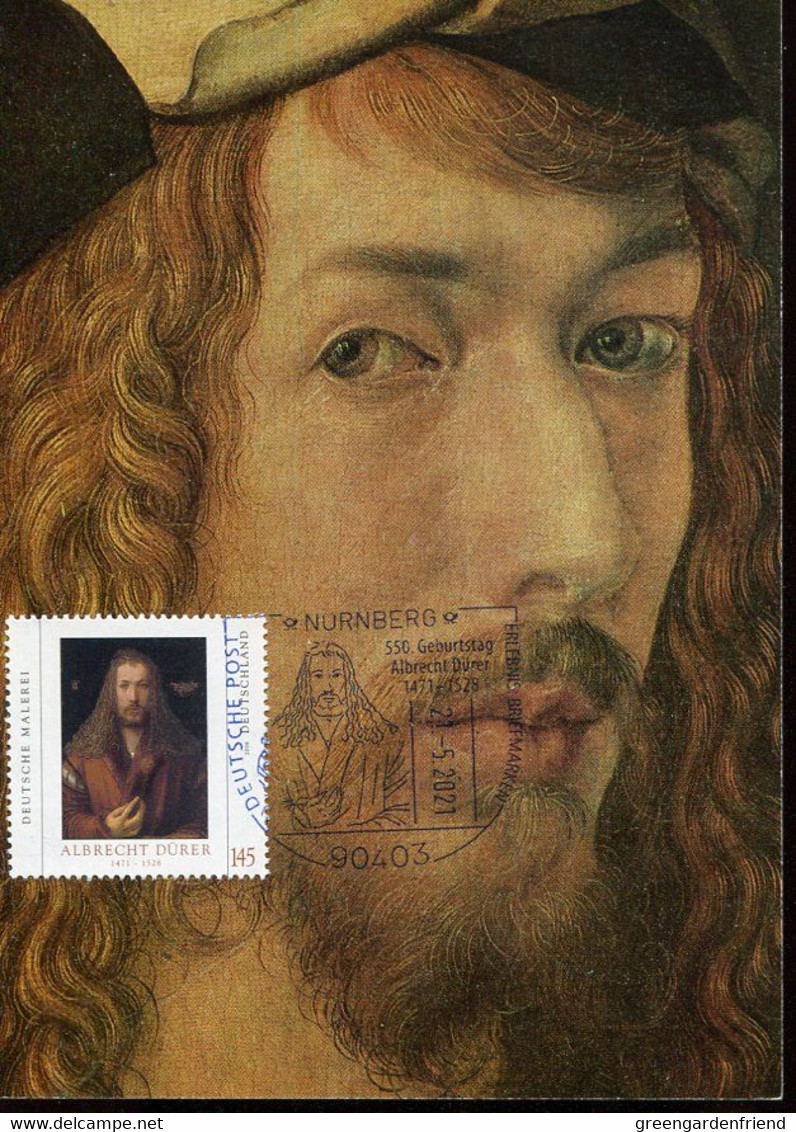 65127 Germany,stationery Durer 1971,maximum Of Self Portrait Albrecht Durer, Special Postmark 21.5.2021 (see 2 Scan) - Otros & Sin Clasificación