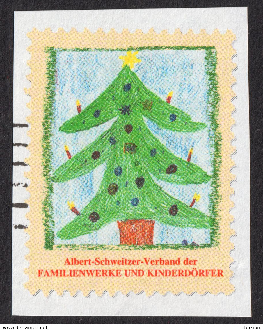 CHRISTMAS Tree - Albert Schweitzer Kinderdörfer Und Familienwerke CHILDREN Charity Cinderella Vignette Label CUT - Albert Schweitzer