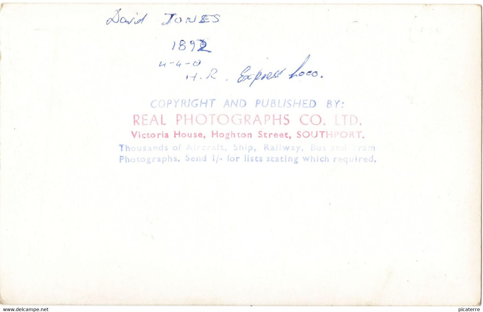 Postcard Size Photograph-"Strathtay" HR Strath Class 4-4-0 No.94 (built 1892, Retired 1924) - Trains