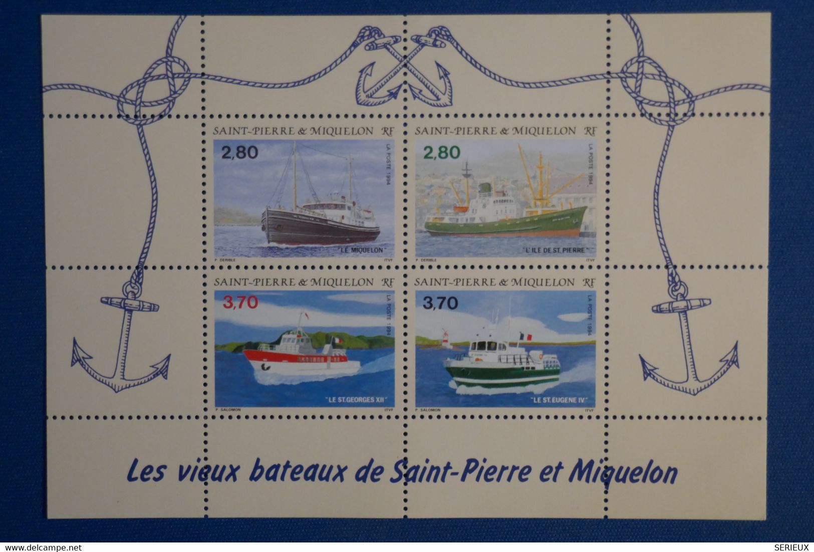 V15 SAINT PIERRE ET MIQUELON BLOC FEUILLET N 4  DE 1994 LES VIEUX BATEAUX - Blocchi & Foglietti