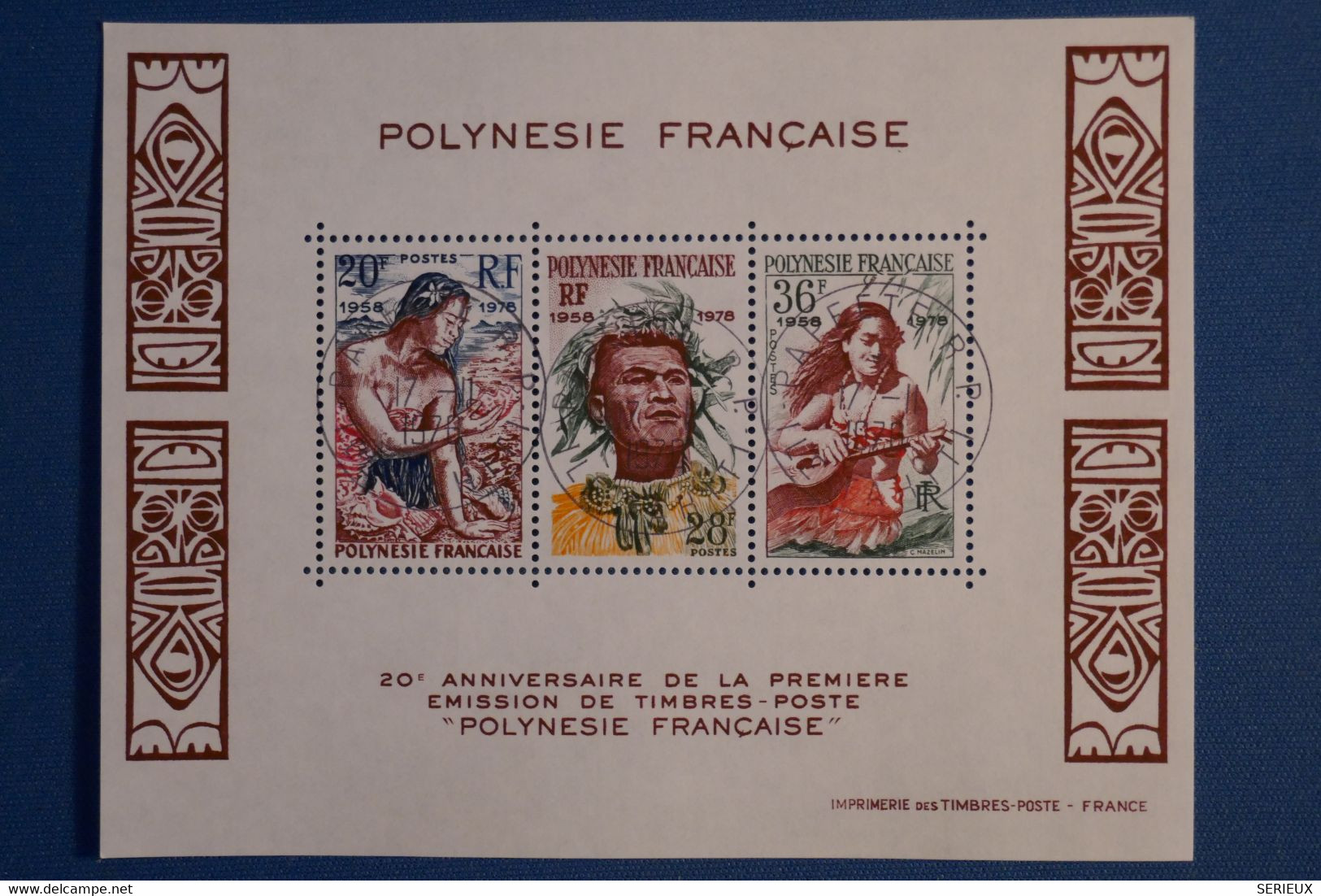 V15 POLYNESIE FRANCAISE BLOC FEUILLET N 4   1978 OBLITERES - Hojas Y Bloques