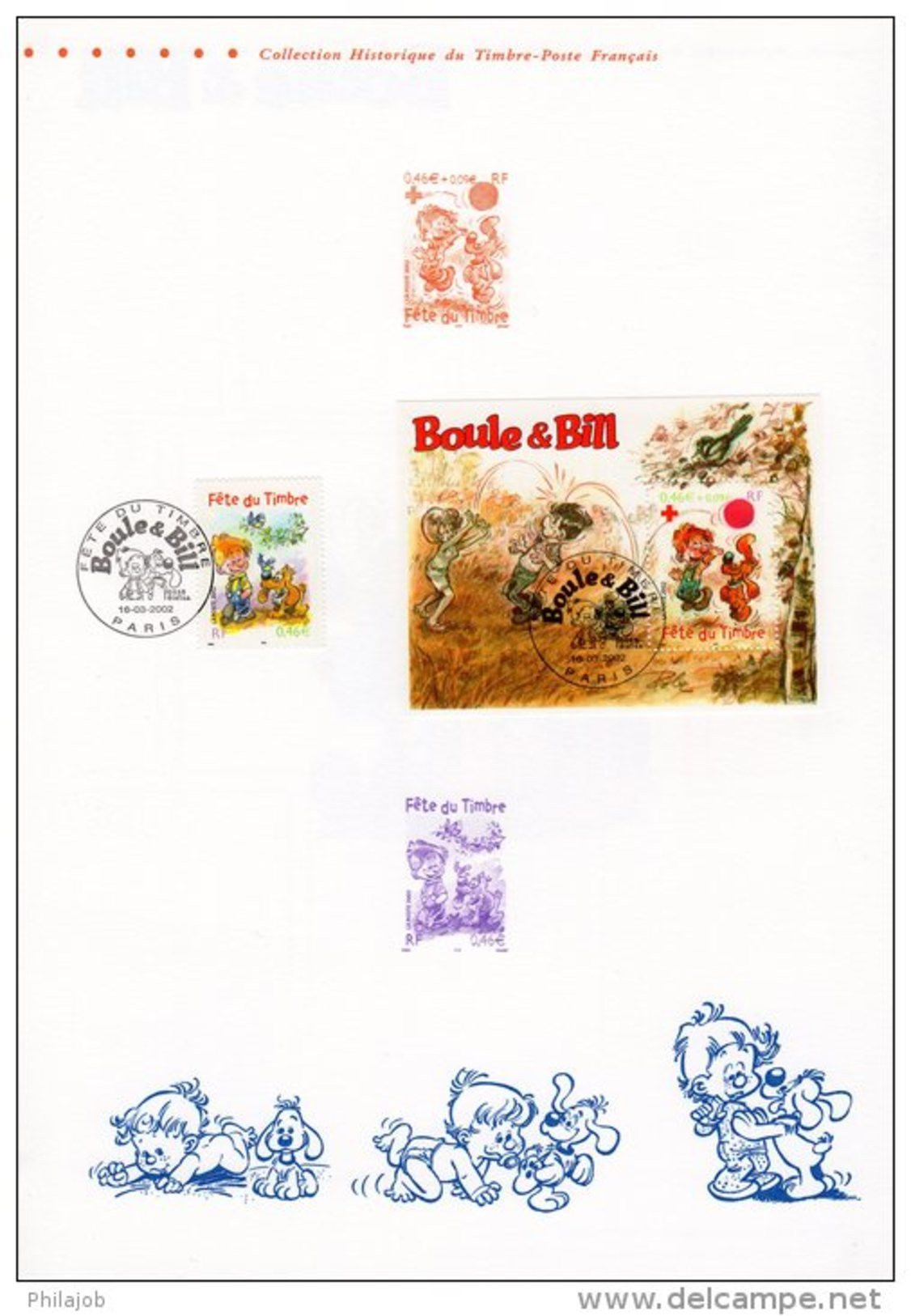 " BOULE ET BILL " Sur Document Philatélique Officiel De 4 Pages De 2002. N° YT 3467 3468. DPO - Cómics