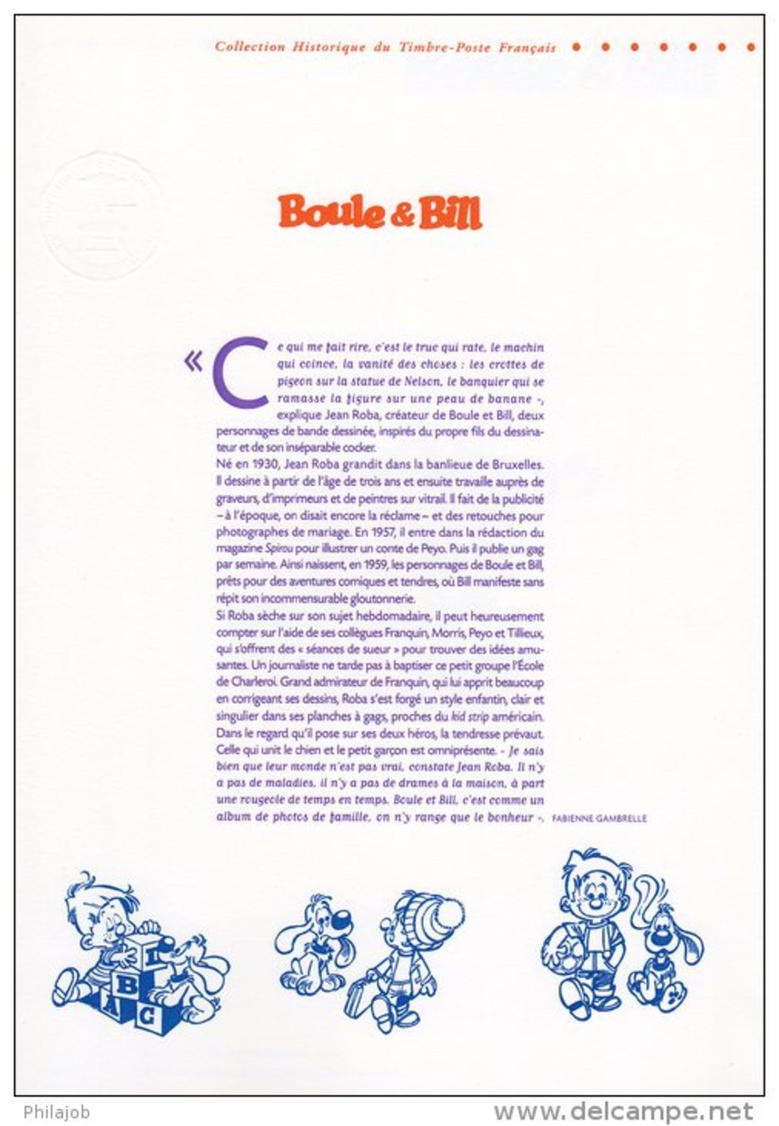 " BOULE ET BILL " Sur Document Philatélique Officiel De 4 Pages De 2002. N° YT 3467 3468. DPO - Stripsverhalen