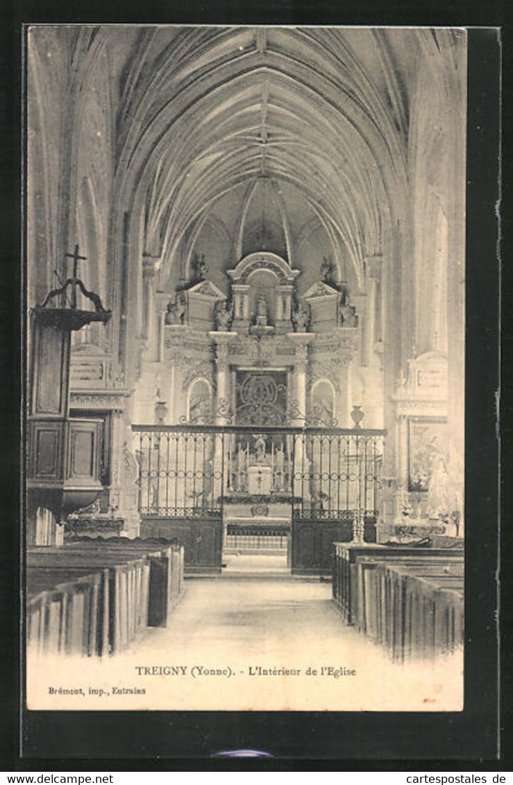 CPA Treigny, L`Intérieur De L`Eglise - Treigny