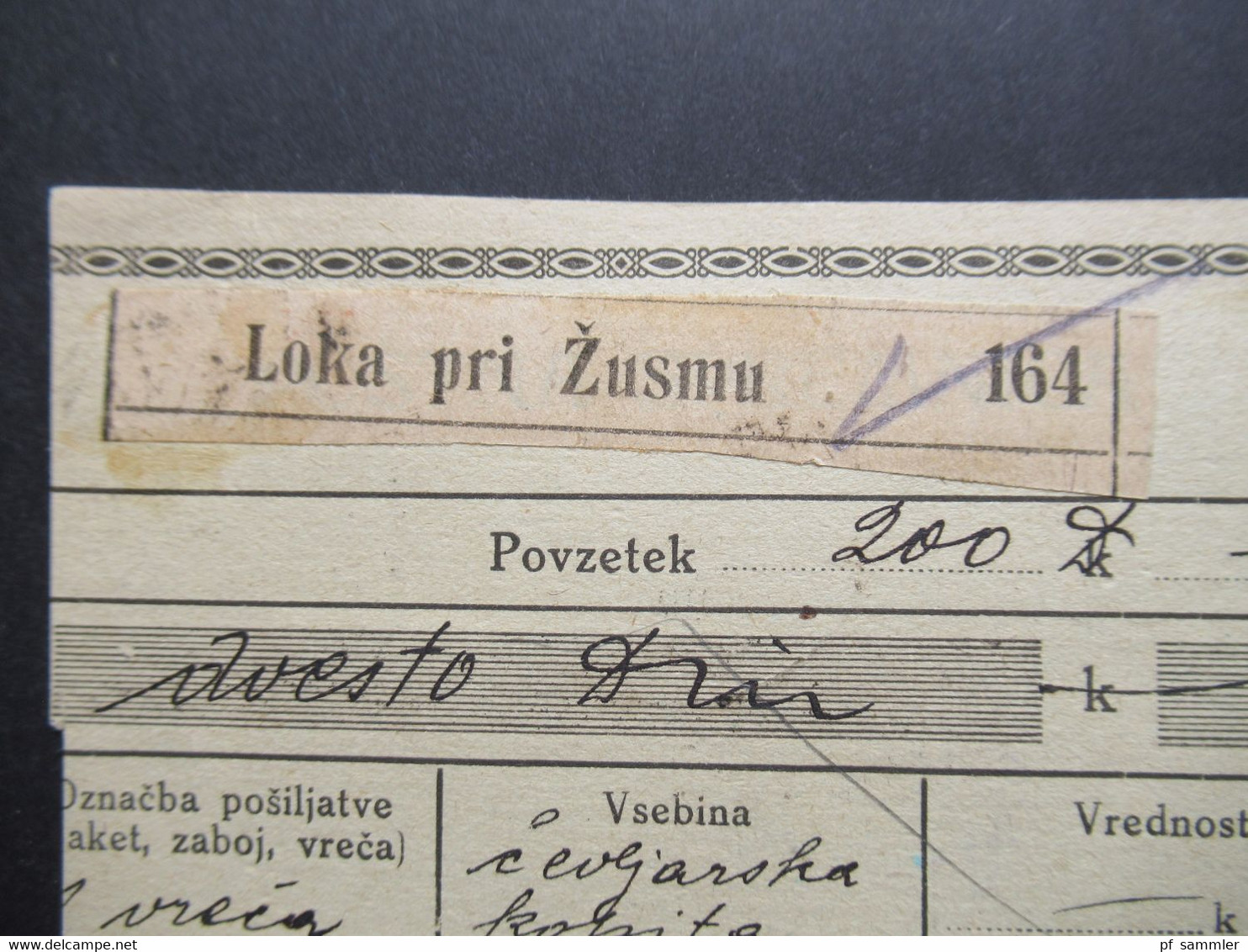 Jugoslawien SHS 1922 Paketkarte Aus Loka Pri Zusmu (Slowenien) Mit Freimarken Nr. 155 (20) Und Nr. 158 MiF - Briefe U. Dokumente