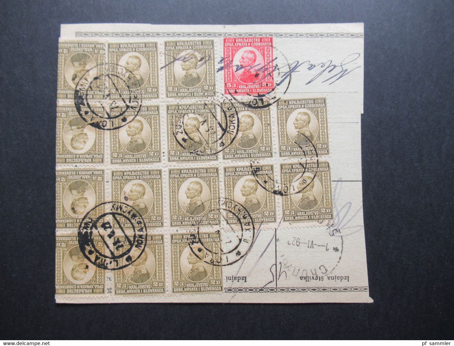 Jugoslawien SHS 1922 Paketkarte Aus Loka Pri Zusmu (Slowenien) Mit Freimarken Nr. 155 (20) Und Nr. 158 MiF - Storia Postale