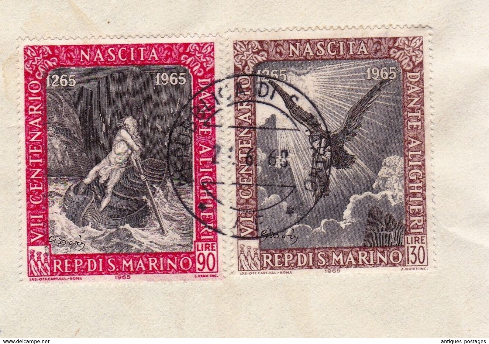 Lettre Recommandée 1968 San Marino San Marin Wetzikon Suisse Ufficio Filatelico Governativo Gustave Doré - Brieven En Documenten