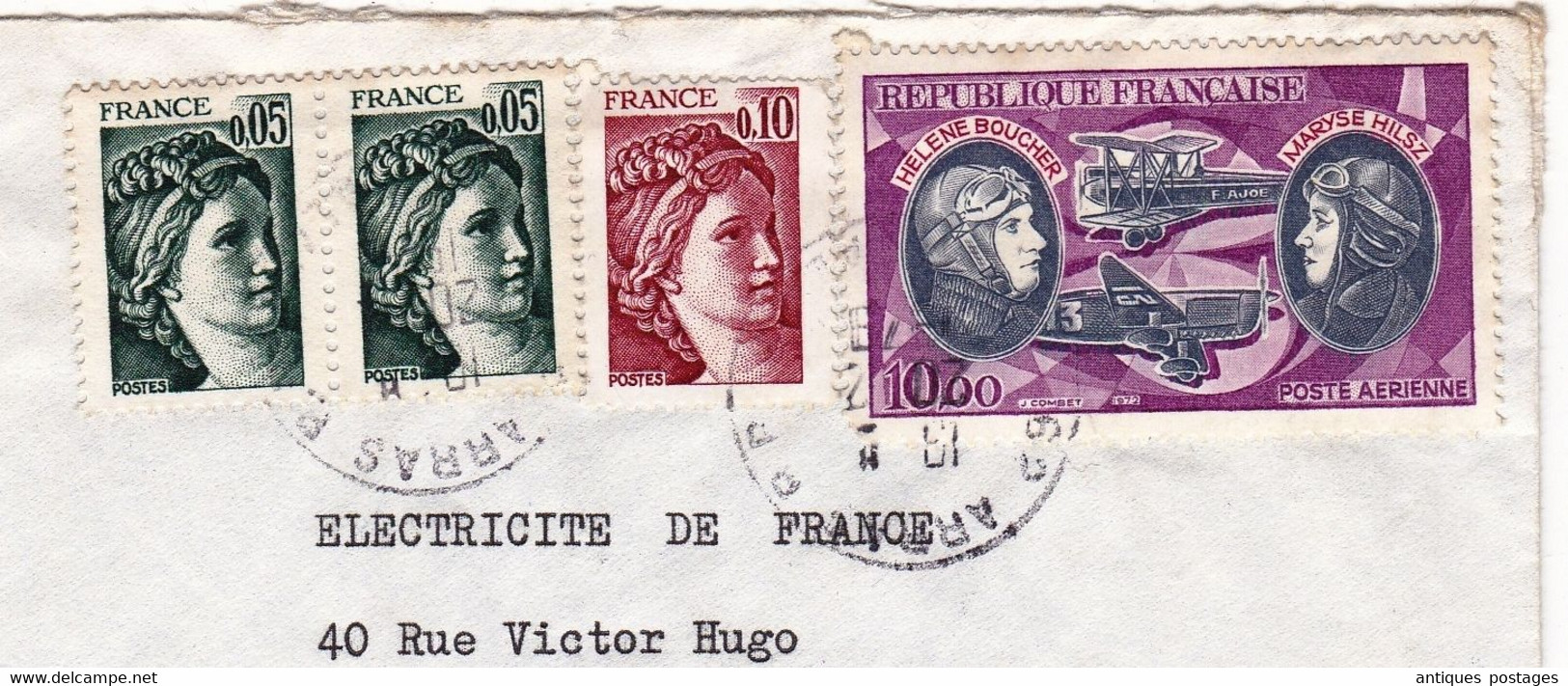 Lettre Recommandée Arras Pas De Calais Poste Aérienne Hélène Boucher Maryse Hilsz - Covers & Documents