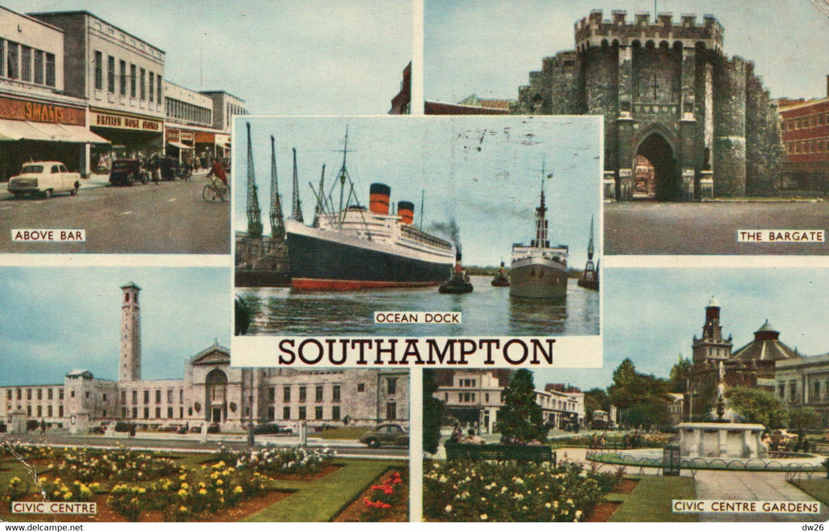 Southampton - Multivues: Centre, Ocean Dock, Bargate... Published By J. Salmon Ltd - Carte N° 1040 C De 1958 - Southampton