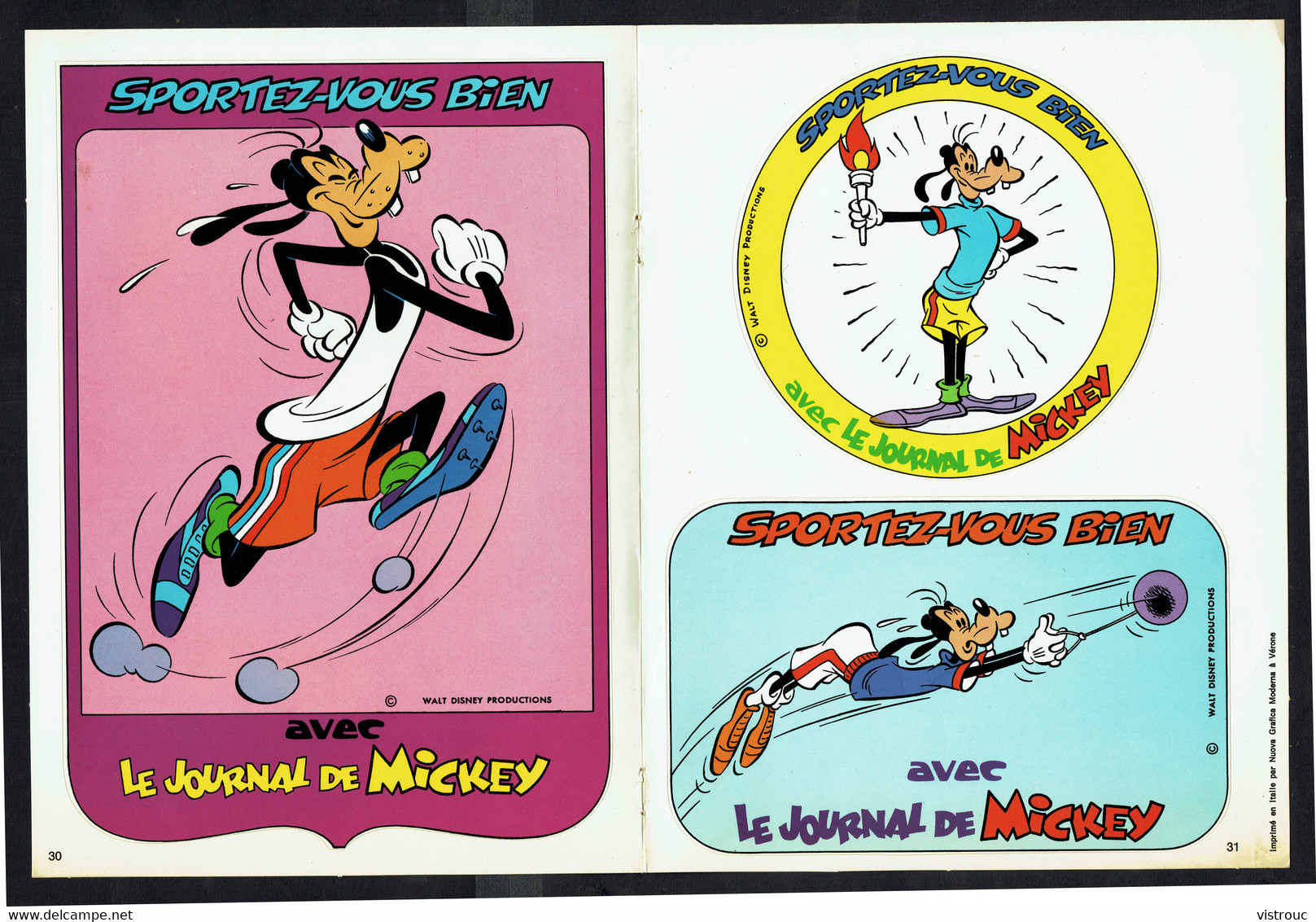 3 Stickers Représentant "DINGO" - Walt DISNEY - Supplément Au "Journal De Mickey". - Autocollants