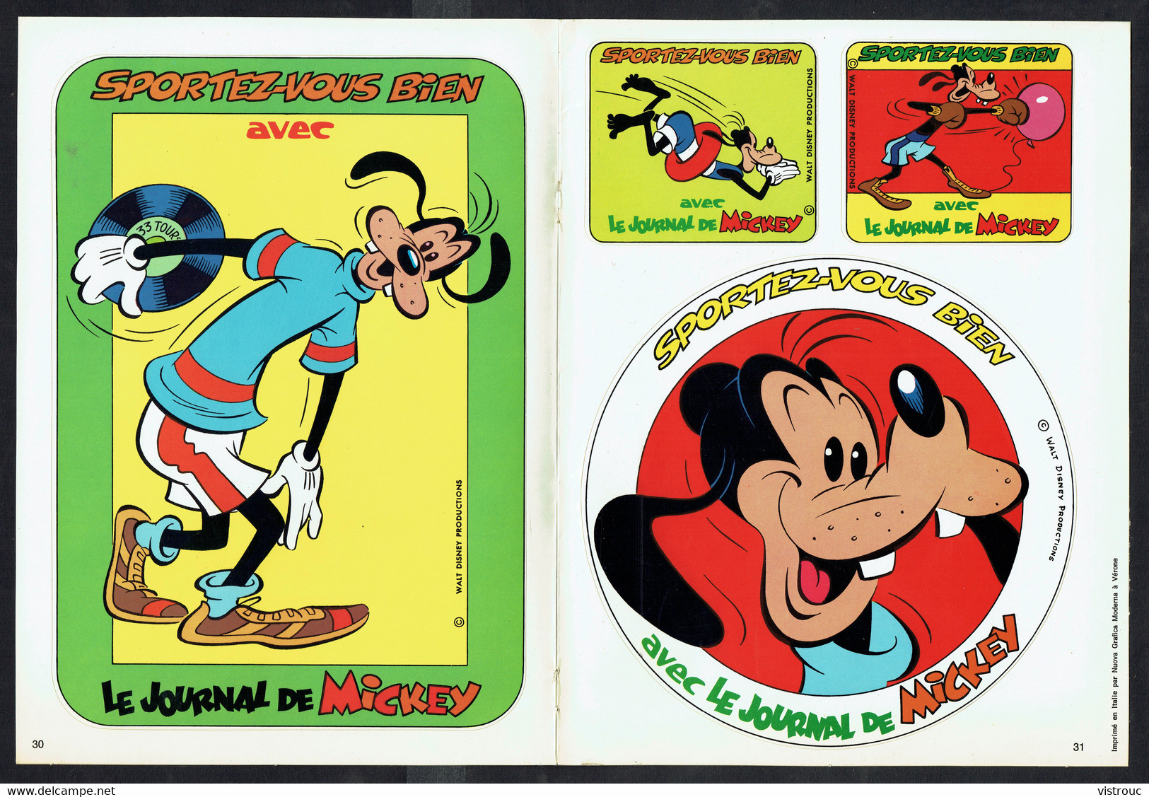 4 Stickers Représentant "DINGO" - Walt DISNEY - Supplément Au "Journal De Mickey". - Adesivi