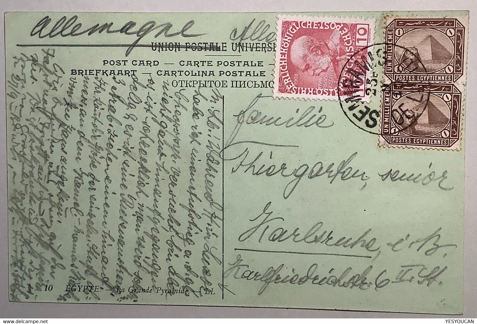 SEMIRAMIS OE LLYOD 1910: RARE SHIP MAIL Egypt-Österreich(cover Schiffpost Mixte Paradise Queen Water Garden Mythology - 1866-1914 Ägypten Khediva