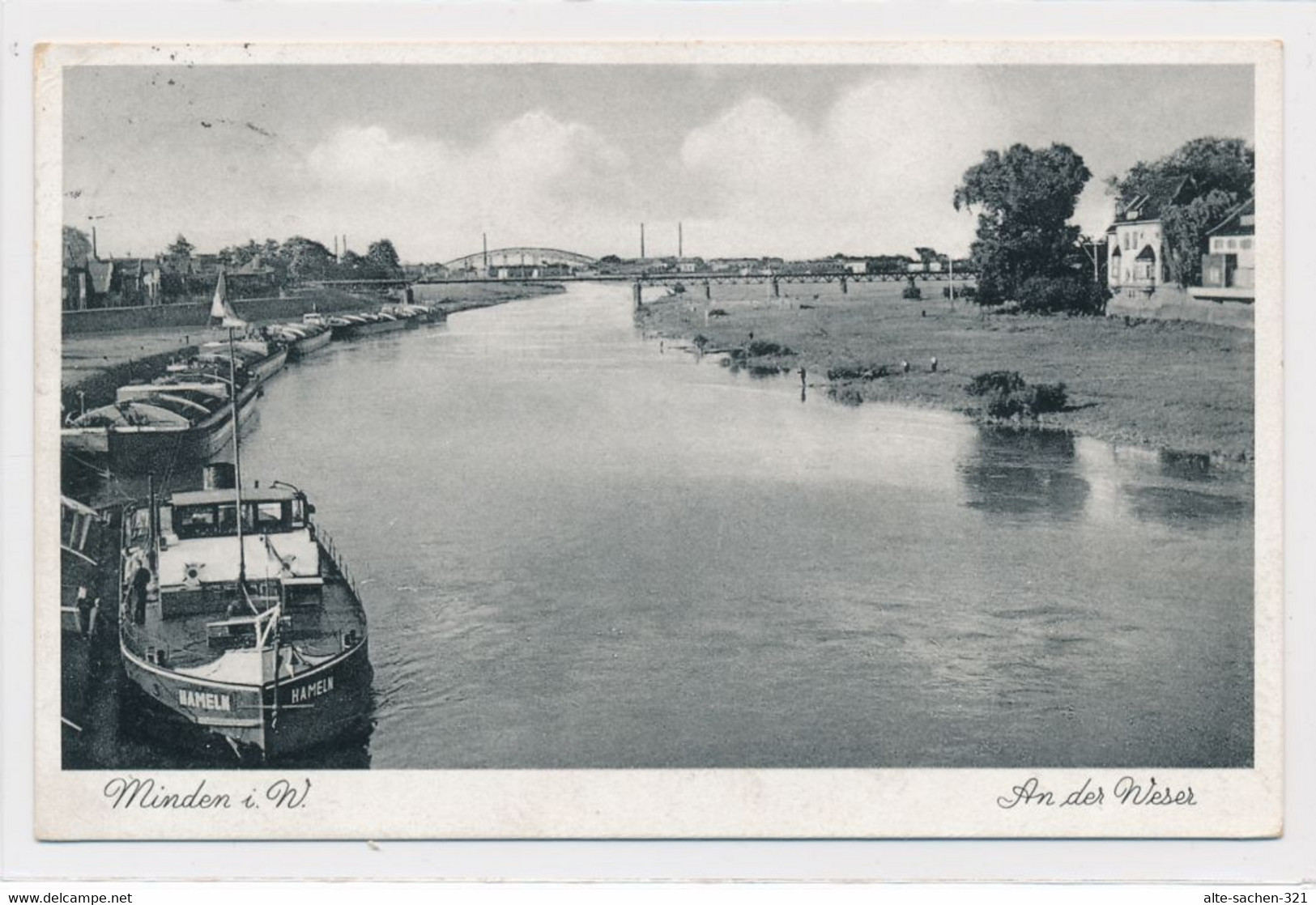 AK 1937 Fischerstadt Weser-Anleger Nach Kleinbahnbrücke Minden - Minden