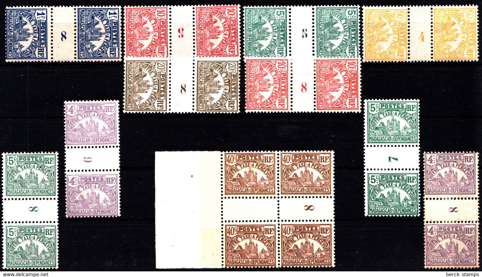 MADAGASCAR - N°TAXE 9.10.11.12.13.15.17 - 11 Millésimes Différents. - Timbres-taxe