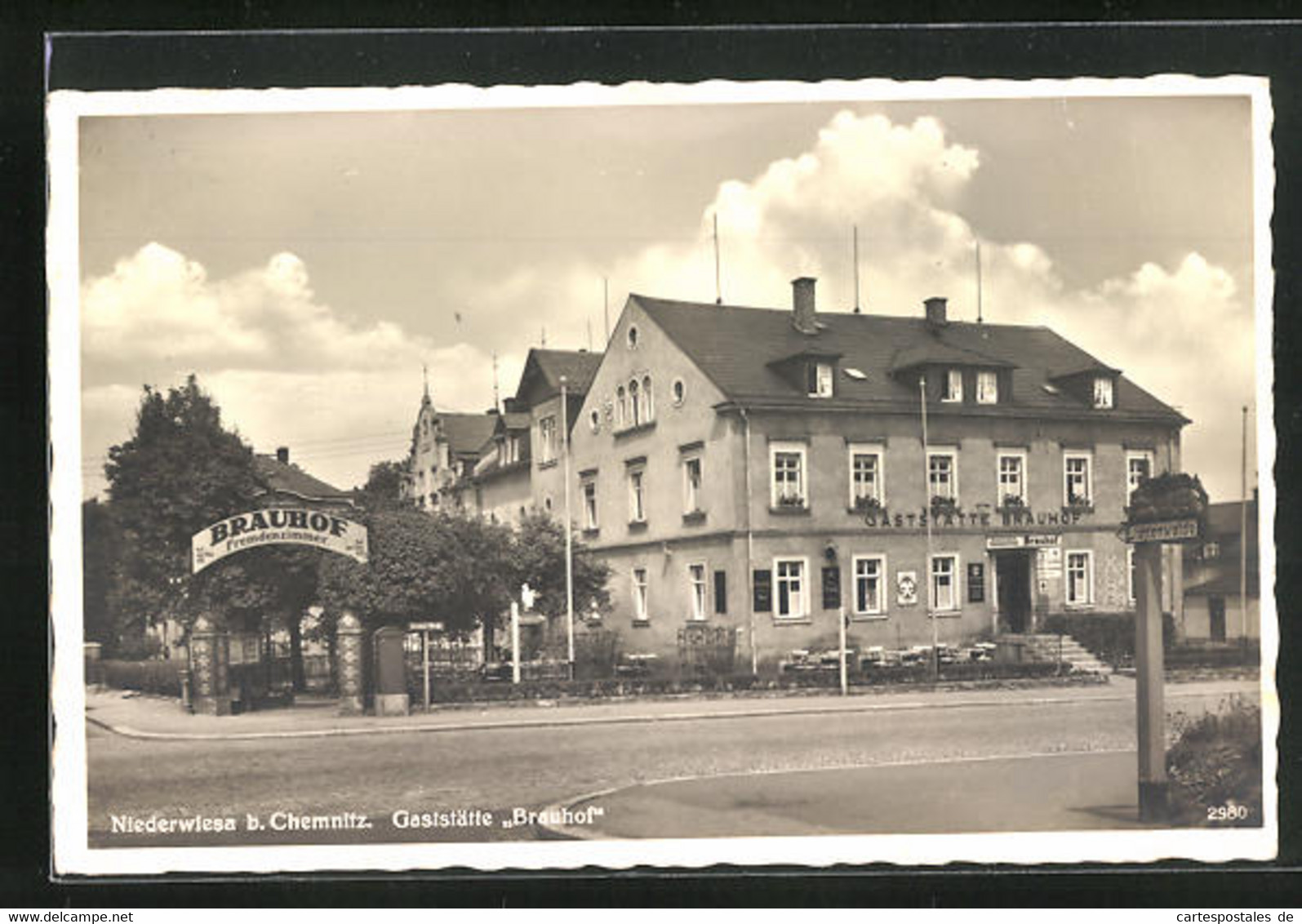 AK Niederwiesa B. Chemnitz, Strassenpartie Am Gasthaus Brauhof - Niederwiesa