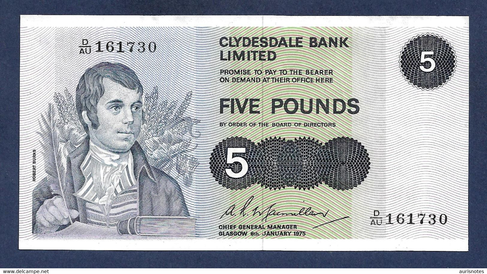 Scotland Clydesdale 5 Pounds 1975 P205c EF/AU - 5 Pounds