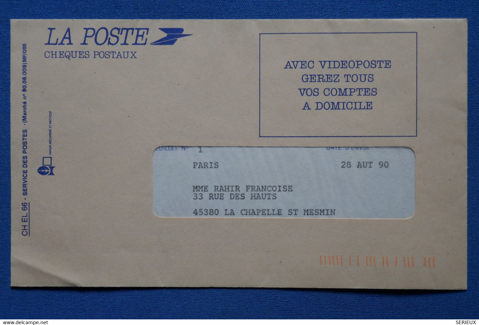 I 3  FRANCE  BELLE LETTRE 1990 LA POSTE PUBLICITE POUR BILLETS DE COLLECTION PARIS POUR LA CHAPELLE - Used Stamps