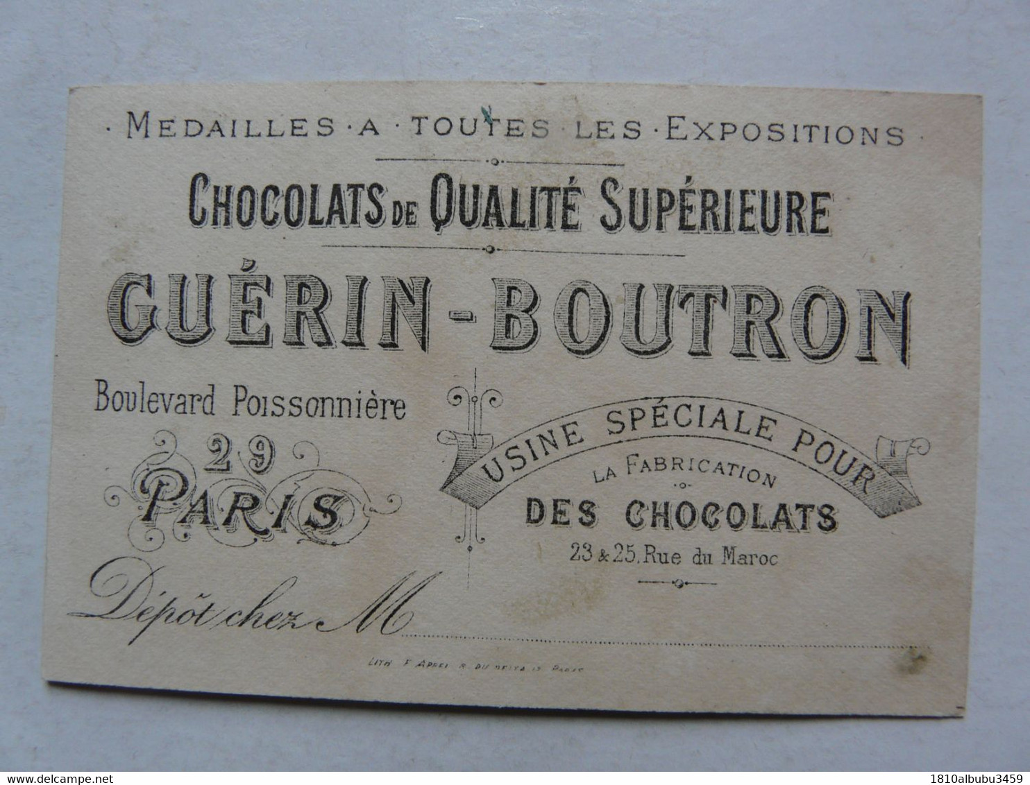 VIEUX PAPIERS - CHROMO : Chocolat GUERIN-BOUTRON : Chinois - Scène Animée - Guerin Boutron